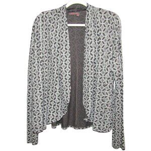 Fresh Produce Gray Geometric Open Waterfall Jacket Womens Size M L Long Sleeve